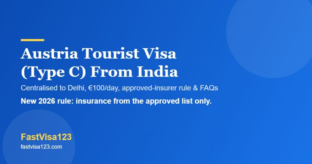 Austria tourist visa Type C from India 2026 - VFS, funds, approved insurer and FAQs by FastVisa123