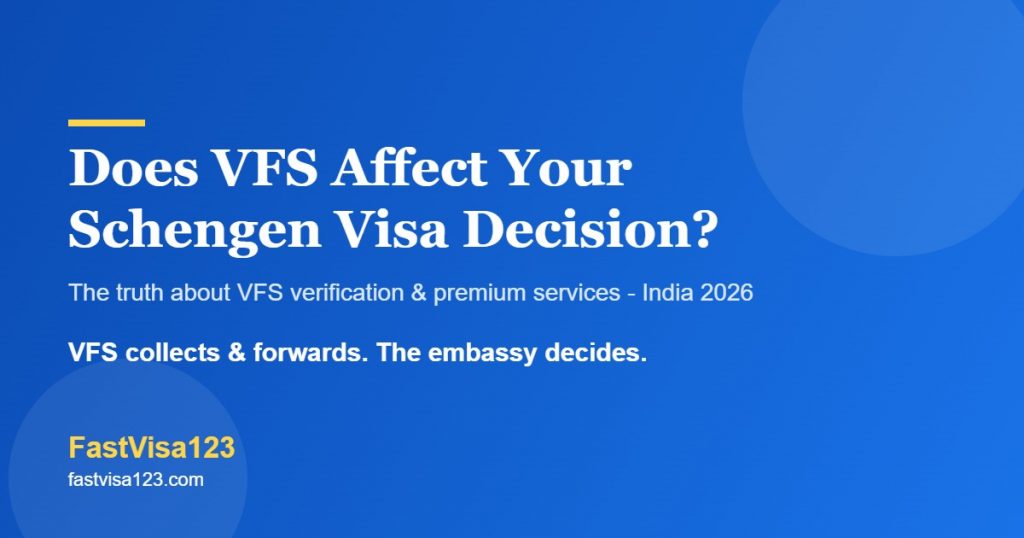Does VFS affect your Schengen visa decision - VFS collects and forwards documents while the embassy decides, India 2026 guide by FastVisa123