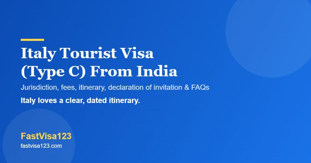 Italy tourist visa Type C from India 2026 - fees, documents, itinerary and FAQs by FastVisa123