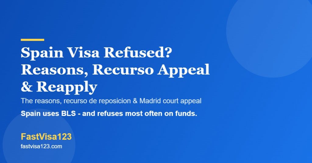 Spain visa refused - reasons, recurso appeal and reapply guide for Indians 2026 by FastVisa123